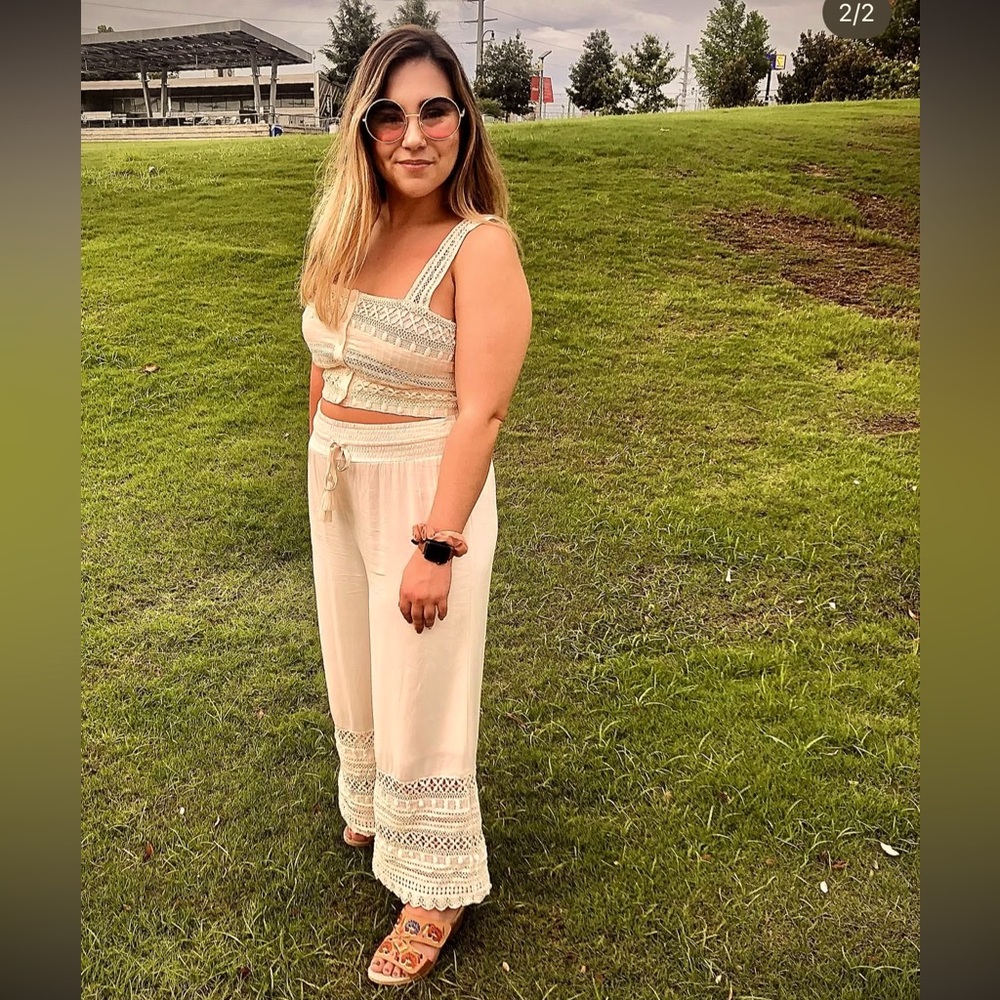 American Eagle Outfitters Cream Jumpsuit